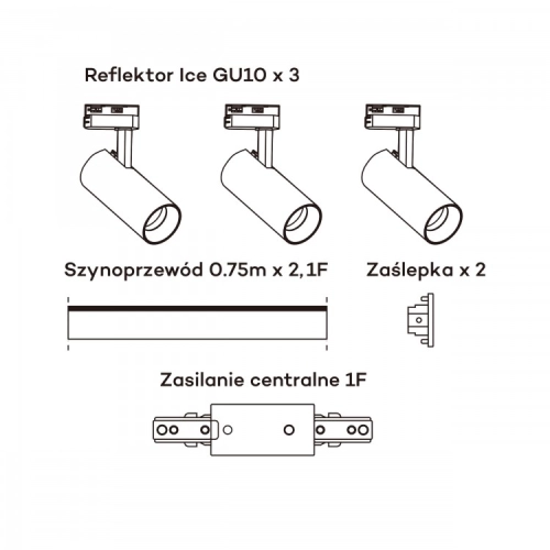 Zestaw szynowy ICE SET 1F biały 3x50W GU10 Light Prestige