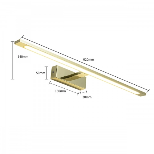 Kinkiet ISLA złoty IP44 1x20W LED 62cm Light Prestige