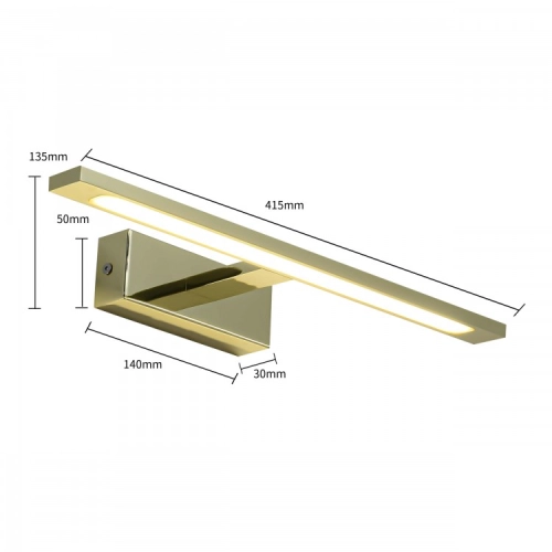 Kinkiet ISLA złoty IP44 1x12W LED 41cm Light Prestige