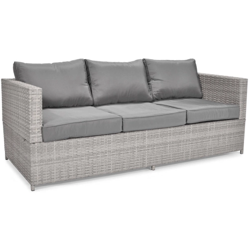 Sofa ogrodowa z technorattanu 3-osobowa MALAGA - szara