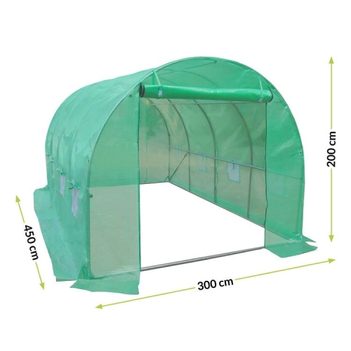 Tunel Ogrodowy 3,0 x 4,5 x 2,0 m - 13,5m2 zielony