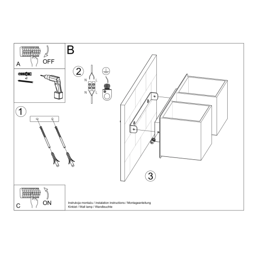 Kinkiet QUAD 2 czarny 2x40W G9 Sollux Lighting