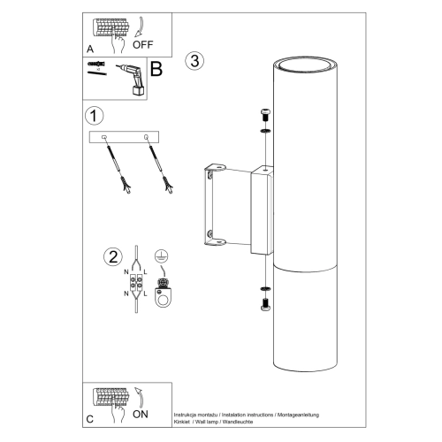 Kinkiet LOOPEZ czarny/miedź 2x40W GU10 Sollux Lighting