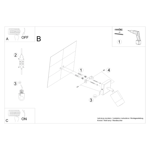 Kinkiet NERO czarny/złoty 1x40W GU10 Sollux Lighting