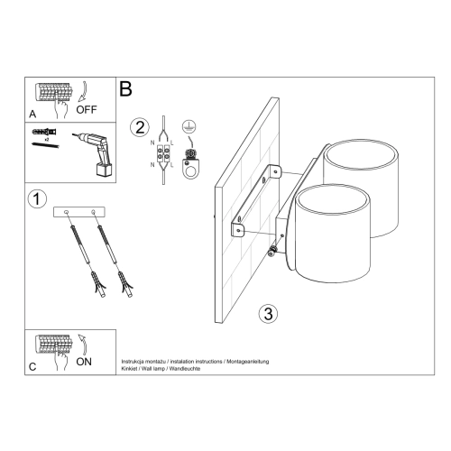 Kinkiet ORBIS 2 szary 2x40W G9 Sollux Lighting