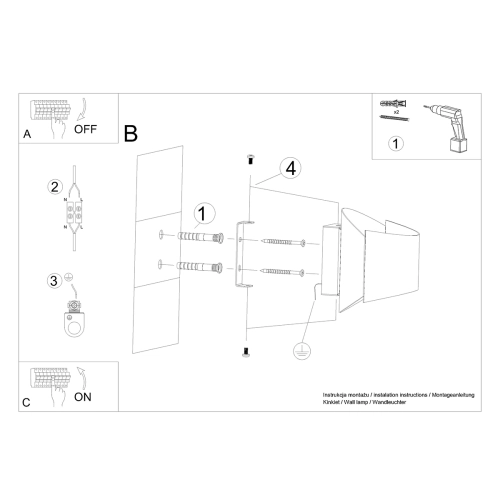 Kinkiet TONI czarny 1x8W G9 Sollux Lighting