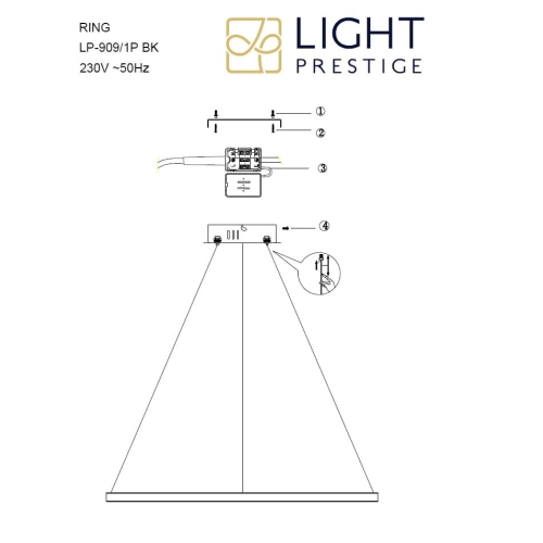 Lampa wisząca RING S czarna 1xLED 4000K Light Prestige