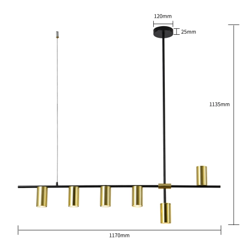 Lampa wisząca ARIZONA czarny/złoty 6x40W GU10 Light Prestige