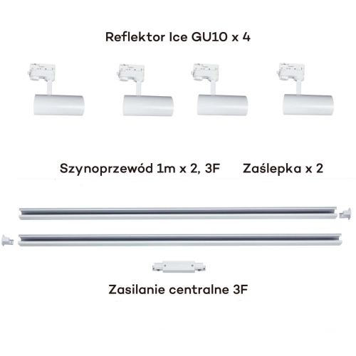 Zestaw szynowy ICE SET 3F biały 4x50W GU10 Light Prestige